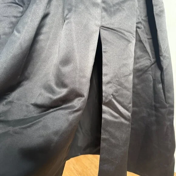 NEW Black Heavy Satin Collared Old Hollywood Vintage Long Dress Gown - Picture 4 of 5